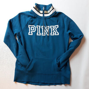 Teal PINK Victoria's Secret 1/4 Zip Hoodie XS